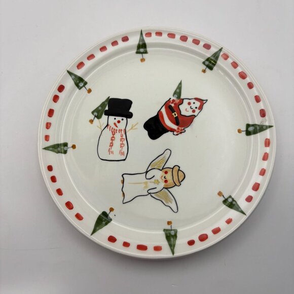 Bath & Body Works Christmas Candle Plate Set of 2 Snowman Santa Angel Vintage - Picture 3 of 7